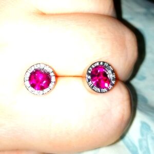 NEW! Beautiful Rose Ruby Silver Stud Earrings -  Gift